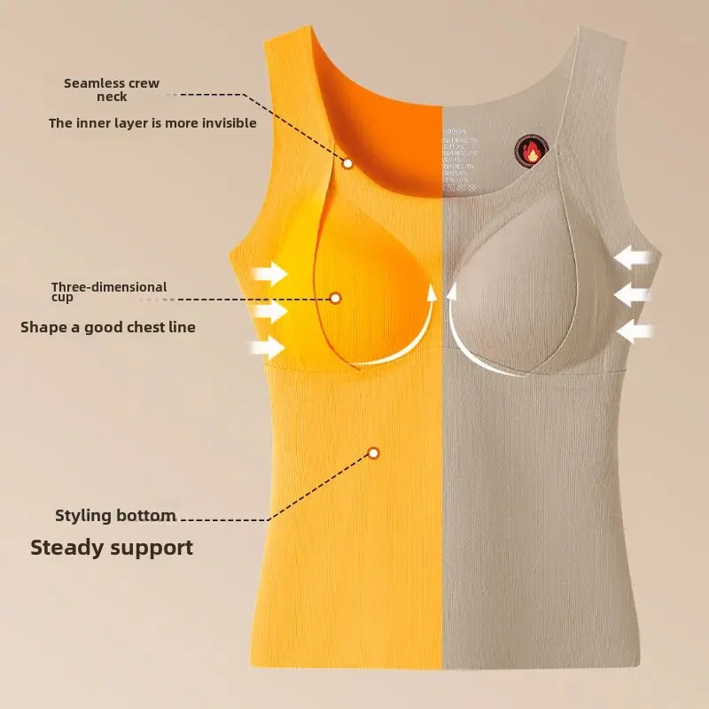 H263 Double-Sided Fleece-Lined Warm Vest Women's Seamless Bra Underwear Outerwear Chest Pad Strap Vest Quality Clothing