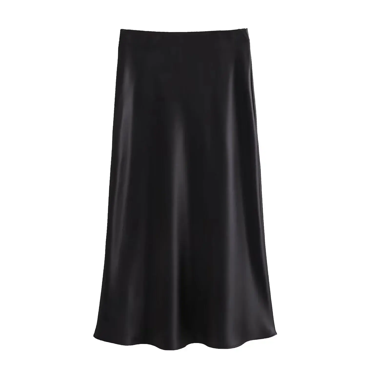 High Waist Silk Satin Feel French Fashionable Women's Mini Skirt A- Line Polyester Fiber Zipper Decoration Summer New Arrival