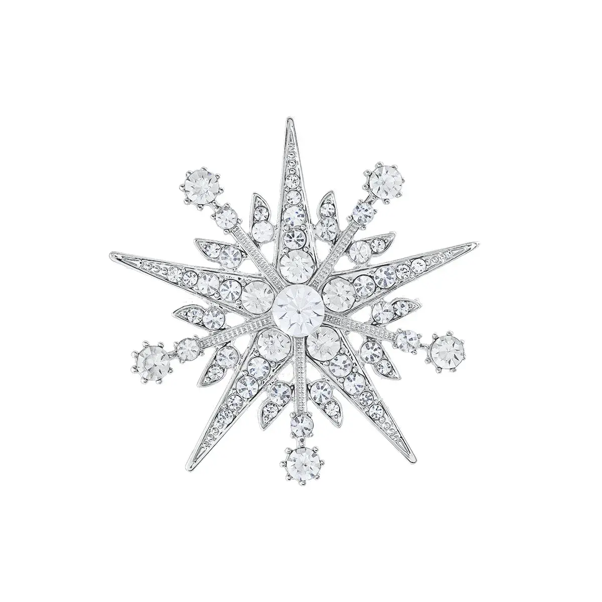 New Luxury Eight-Pointed Star Brooch Pin Snowflake Elegant Fashionable Unisex Anti-Light Chest Flower Accessory Brooch