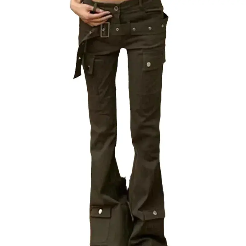 Low Waist Bell Bottom Denim Jeans Women's Casual Workwear Summer Design American High Street Retro Style Female Fashion