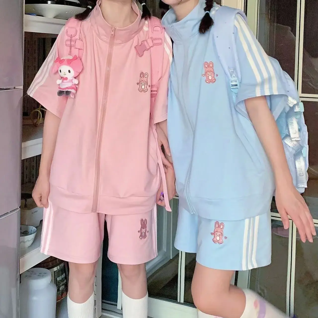 Casual Sportswear Set for Women Summer New Oversize Trendy Short Sleeve Shorts Loose Slimming Two Piece Set Student Suitable