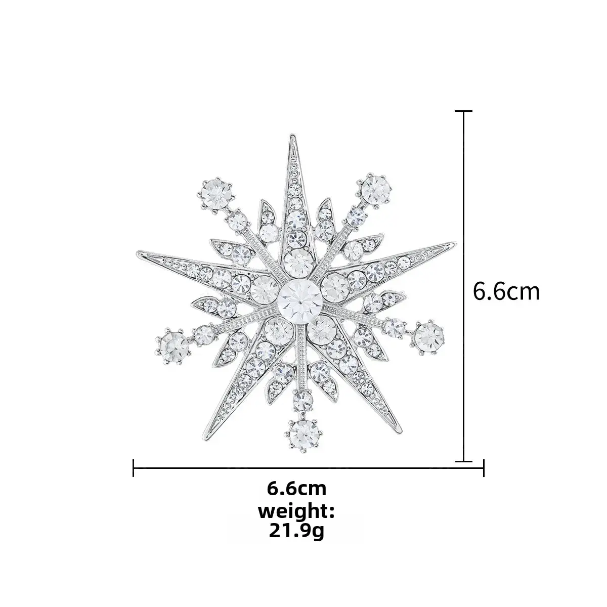 New Luxury Eight-Pointed Star Brooch Pin Snowflake Elegant Fashionable Unisex Anti-Light Chest Flower Accessory Brooch
