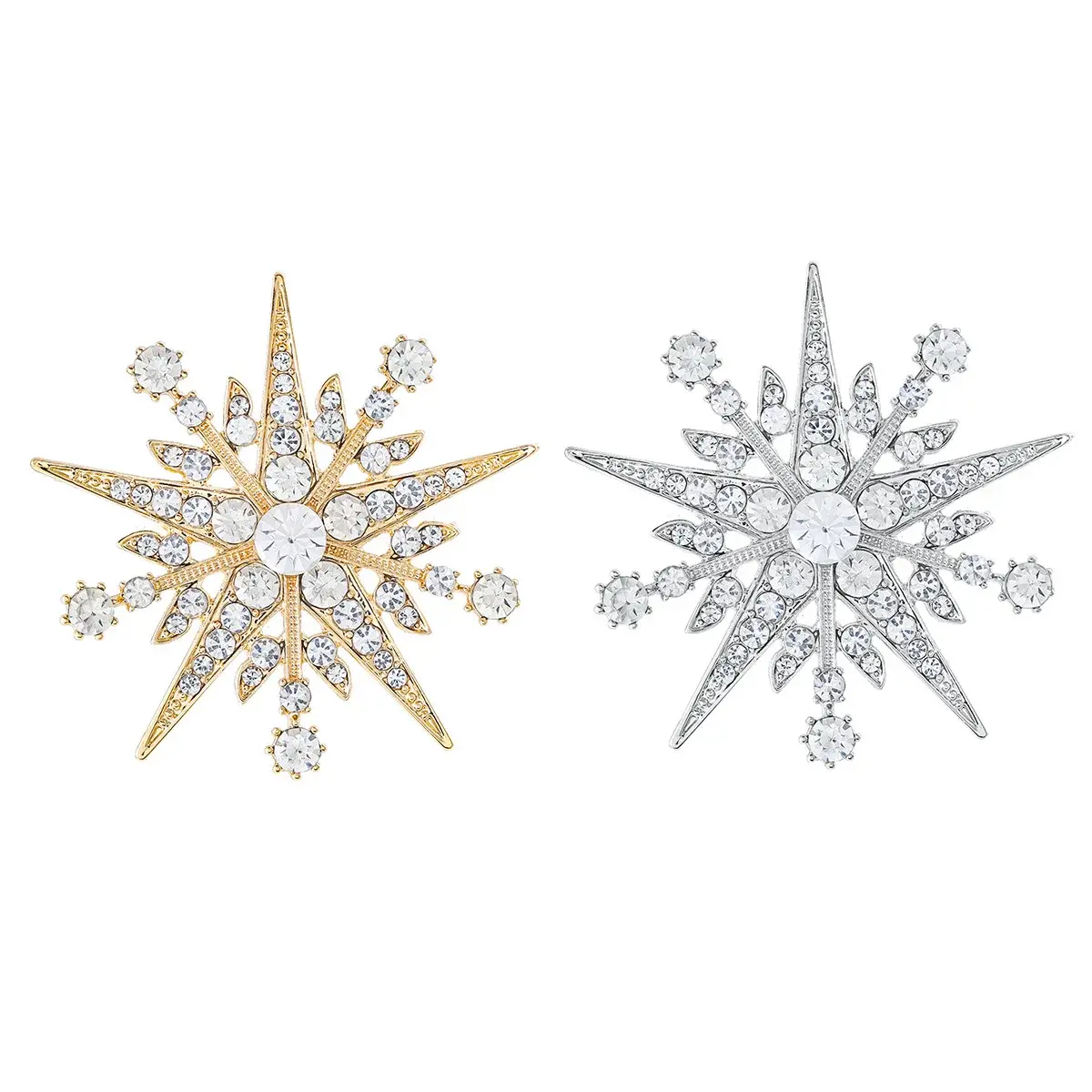New Luxury Eight-Pointed Star Brooch Pin Snowflake Elegant Fashionable Unisex Anti-Light Chest Flower Accessory Brooch