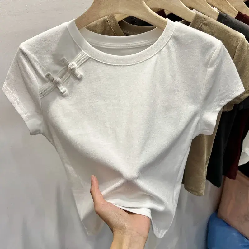 New Chinese Style Short Sleeve T-Shirt Women's Design Sensation Small Audience National Trend Top Summer Hot Sale Of The Season