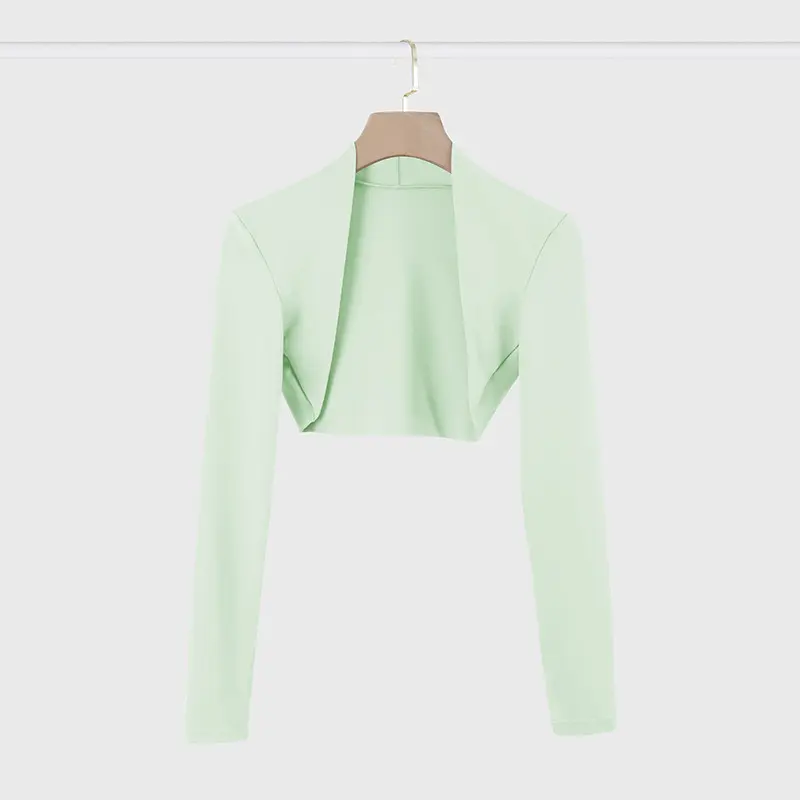 Summer Yoga Sling Top Long Sleeve Open Shirt Sun Protection Small Outerwear Tight Fit Short Sports Shawl Women