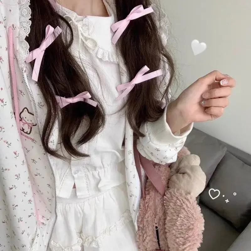 Cuteage-reducing Cat Embroidery Sweatshirt Jacket Loose Fit Hooded Zip-up Cardigan 2024 Spring Summer Japanese Style