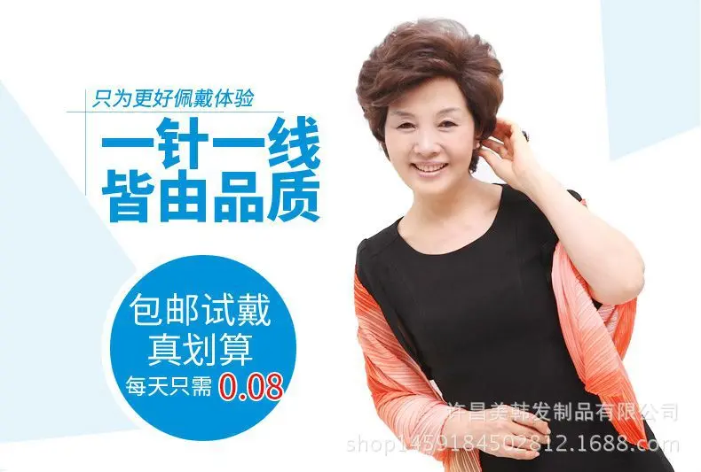 New Women's Short Curling Hair Wig for Middle-Aged And Elderly Chemotherapy Mom Style Synthetic Fiber Hair Cover from China