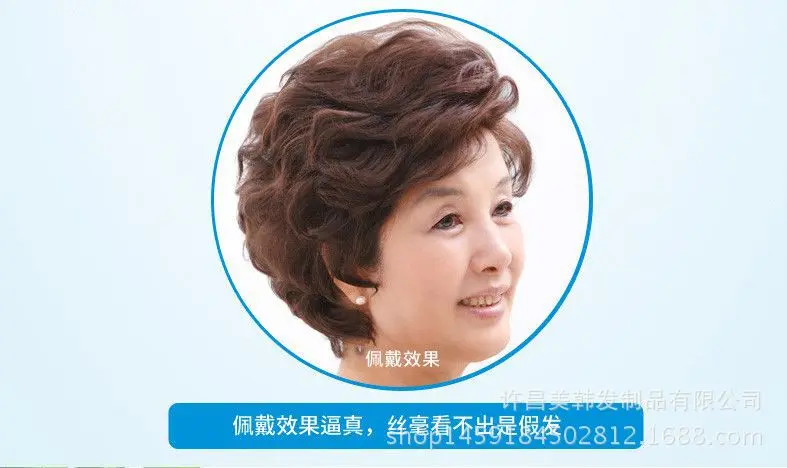 New Women's Short Curling Hair Wig for Middle-Aged And Elderly Chemotherapy Mom Style Synthetic Fiber Hair Cover from China
