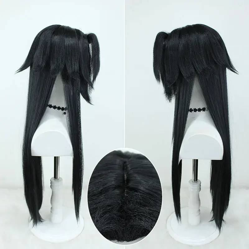 Original Genshin Impact Cosplay Wig DokiDoki-SR Cloak Long Hair Wig Foolish Crowd Head Nettle Black Curly Layered Long Hair Wig