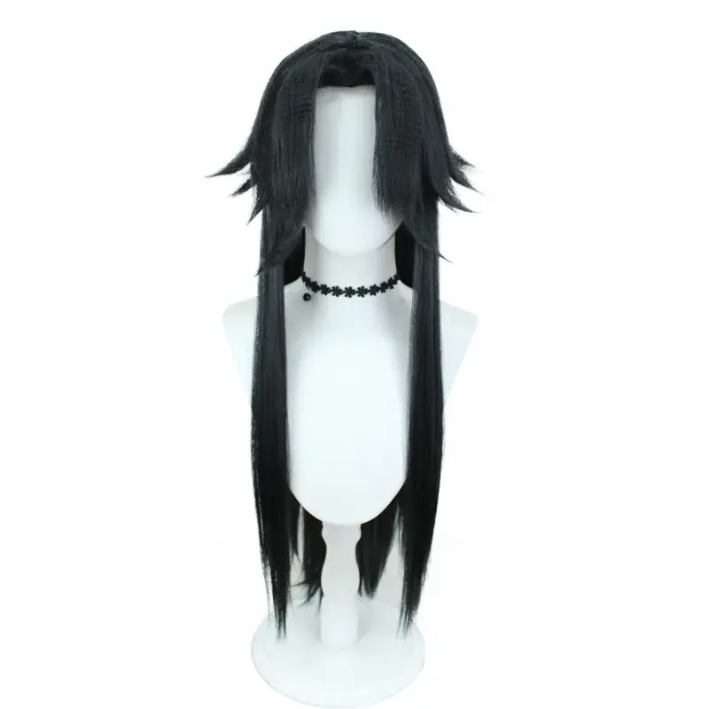 Original Genshin Impact Cosplay Wig DokiDoki-SR Cloak Long Hair Wig Foolish Crowd Head Nettle Black Curly Layered Long Hair Wig