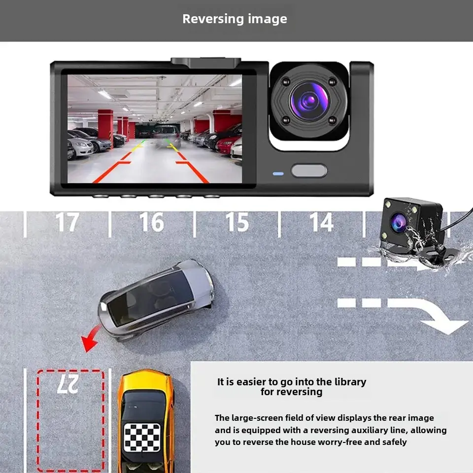 New Model Dash Cam Three Lenses Front Inside Rear Three Recording Camera 2024 Motorcycle Equipment Accessories GPS/Navigation