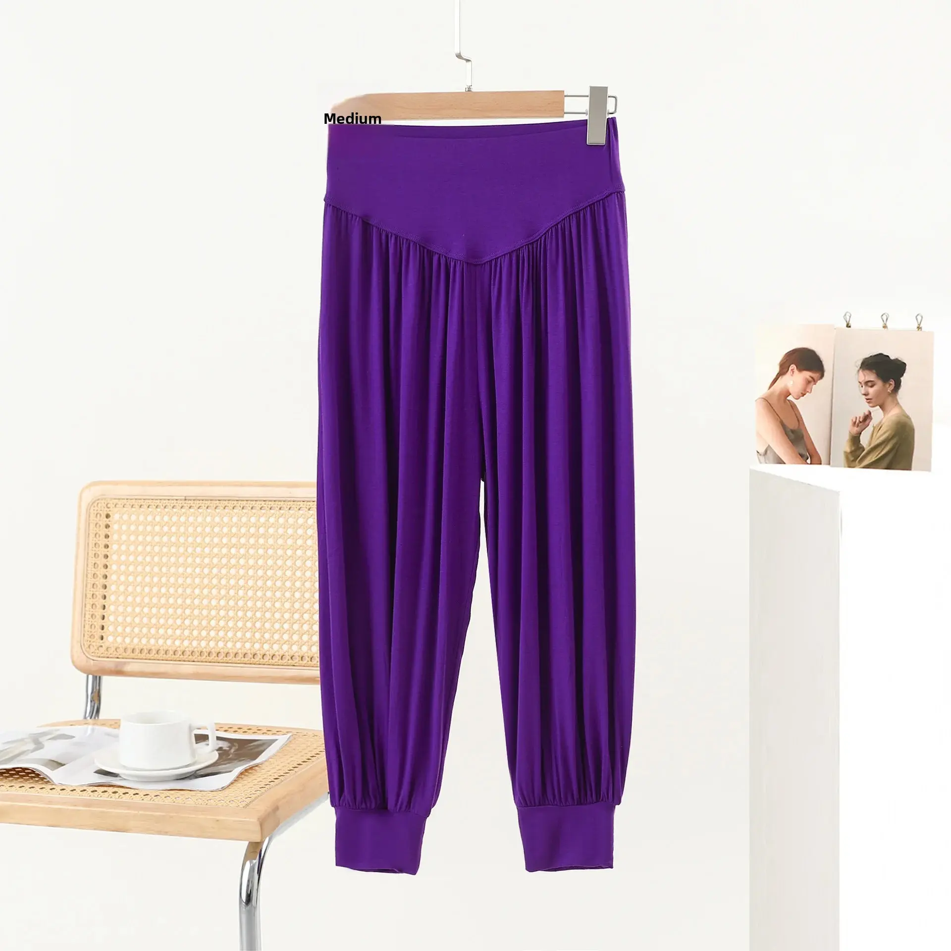 High Waist Modal Loose Casual Pants for Women Yoga Harlan Style Seven Fold Elastic Leisure Trousers Spring Summer New Arrival