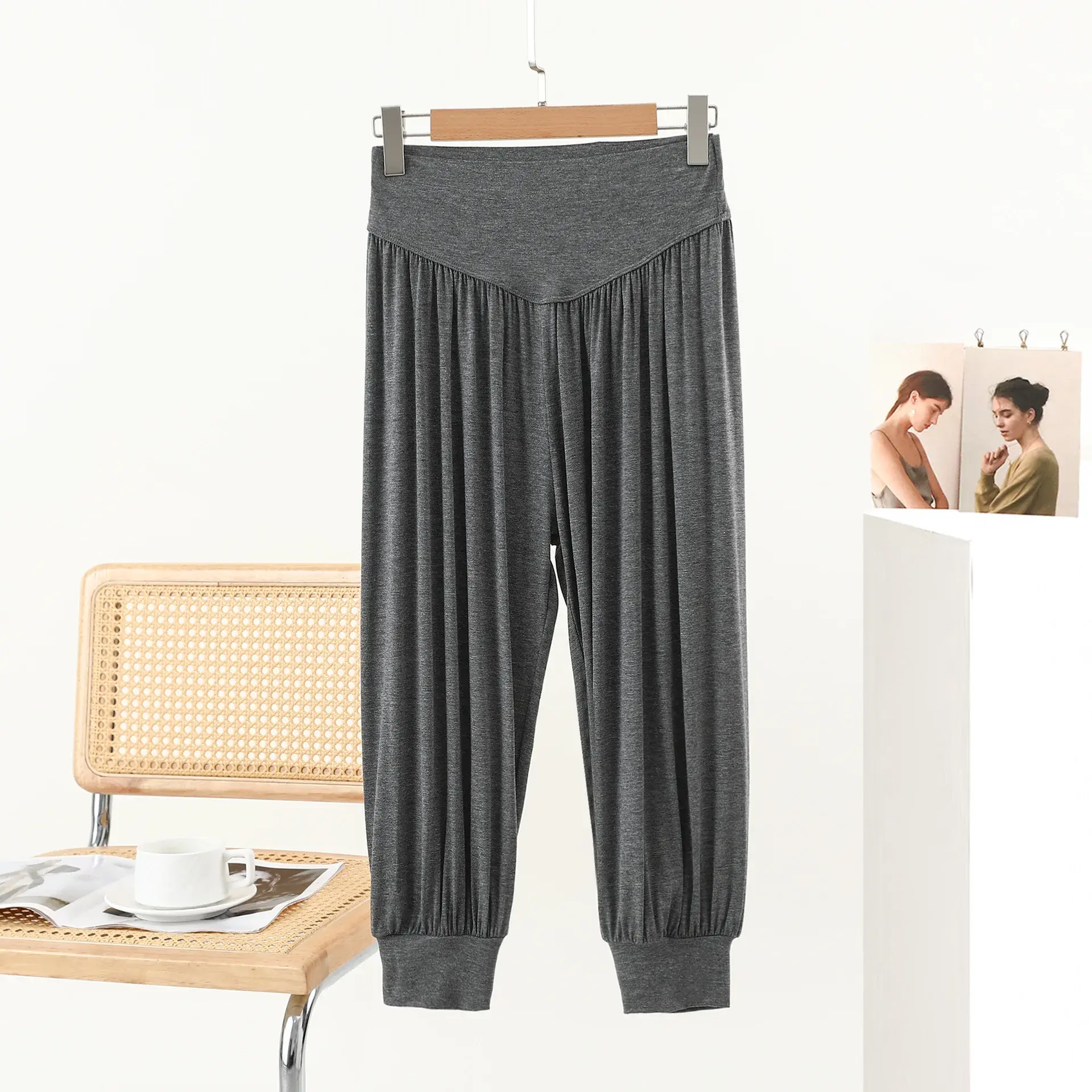 High Waist Modal Loose Casual Pants for Women Yoga Harlan Style Seven Fold Elastic Leisure Trousers Spring Summer New Arrival