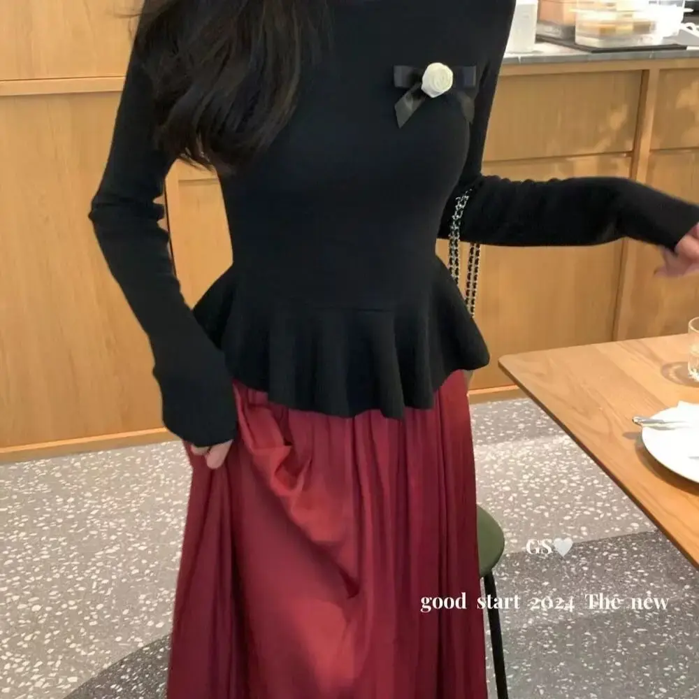 Korean Style Long Sleeve T-Shirt Women Early Autumn Design Sensation Niche Sweet Network Famous Slimming Top Crew Neck