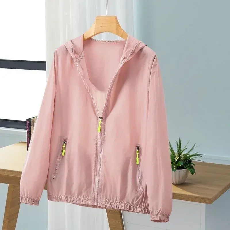Women's Casual Lightweight Breathable UV Protection Jacket Summer Thin Polyester Full Sleeve Outerwear Fashionable Top