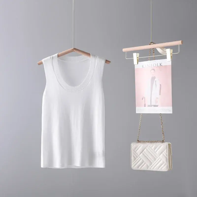 Summer Hot Sale Of The Season New Style Lyocell Skin-friendly Fitted U-neck Sleeveless Vest Breathable Base Shirt Women's Tank T