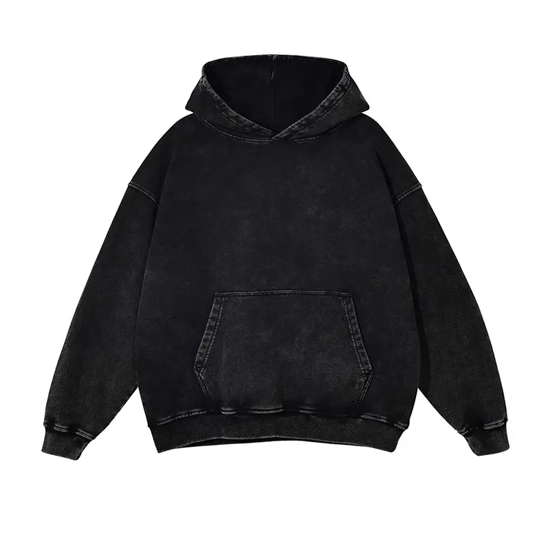 A50 Distressed Thin Hooded Sweatshirt 350g Pure Cotton Hua Cotton Composite Milk Silk Washing Distressed Fashion Sweatshirt