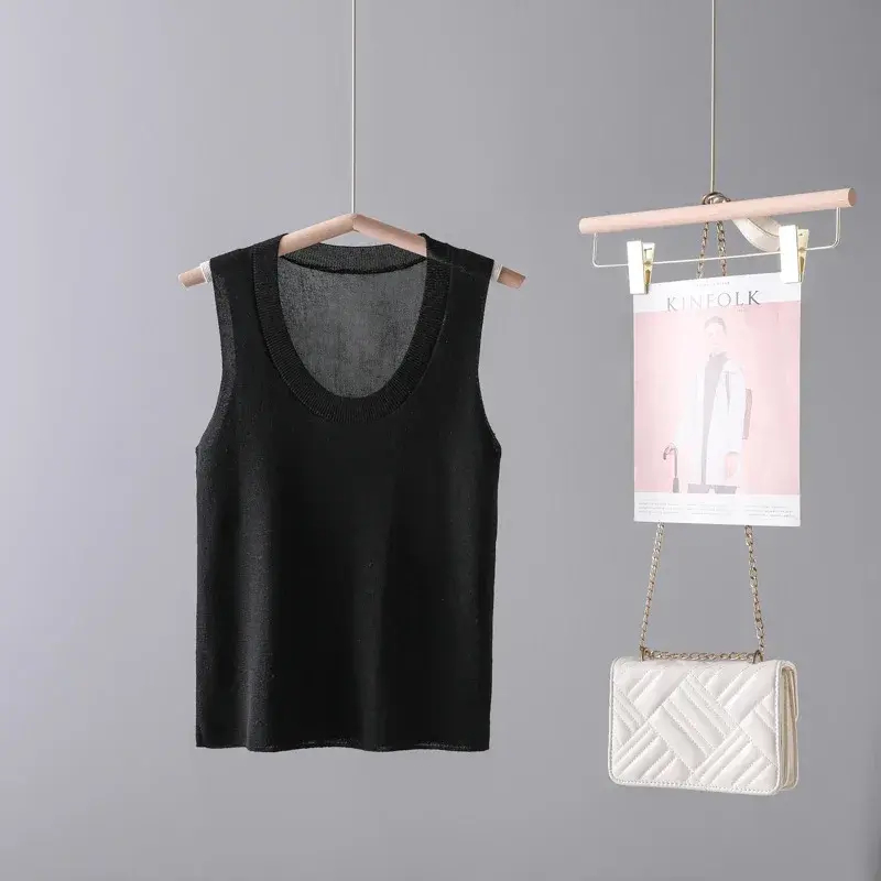 Summer Hot Sale Of The Season New Style Lyocell Skin-friendly Fitted U-neck Sleeveless Vest Breathable Base Shirt Women's Tank T
