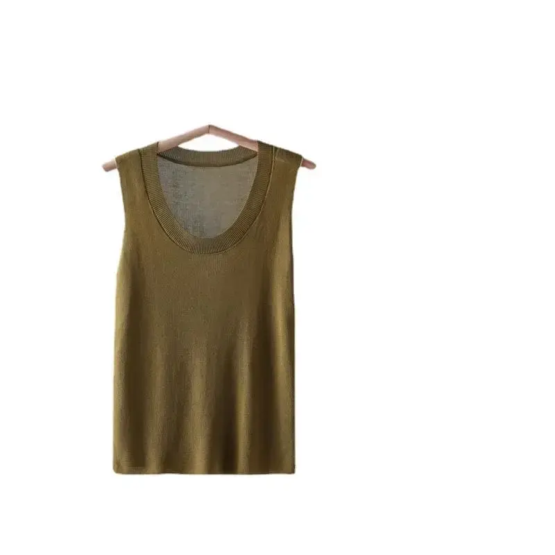 Summer Hot Sale Of The Season New Style Lyocell Skin-friendly Fitted U-neck Sleeveless Vest Breathable Base Shirt Women's Tank T