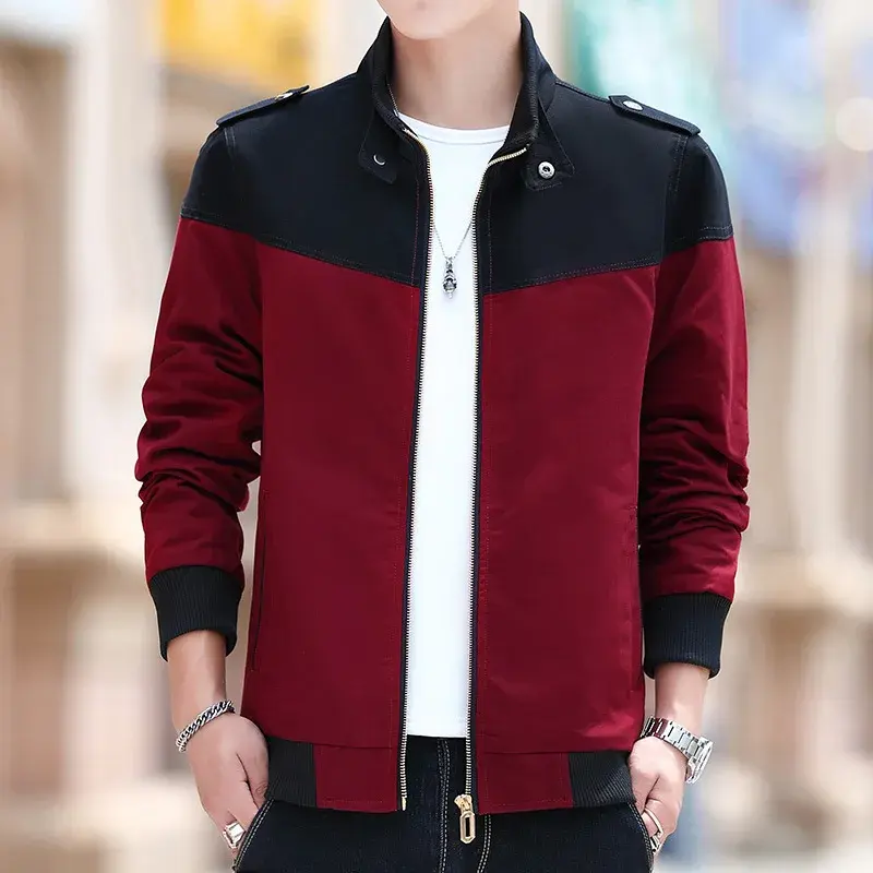 Casual Men's Cotton Jacket Nylon Lining Hooded Warm Winter Spring Autumn Collection Middle-aged Youth Stand Collar Work Uniform