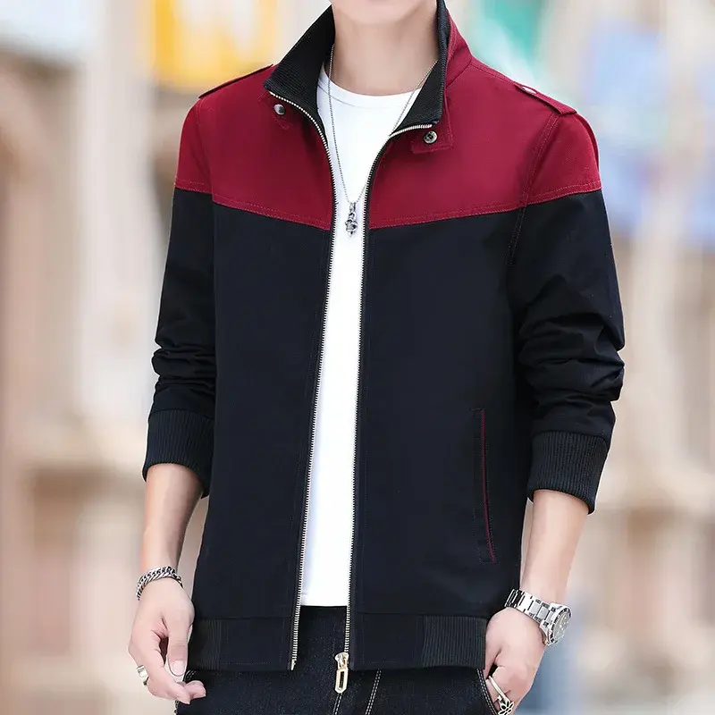 Casual Men's Cotton Jacket Nylon Lining Hooded Warm Winter Spring Autumn Collection Middle-aged Youth Stand Collar Work Uniform