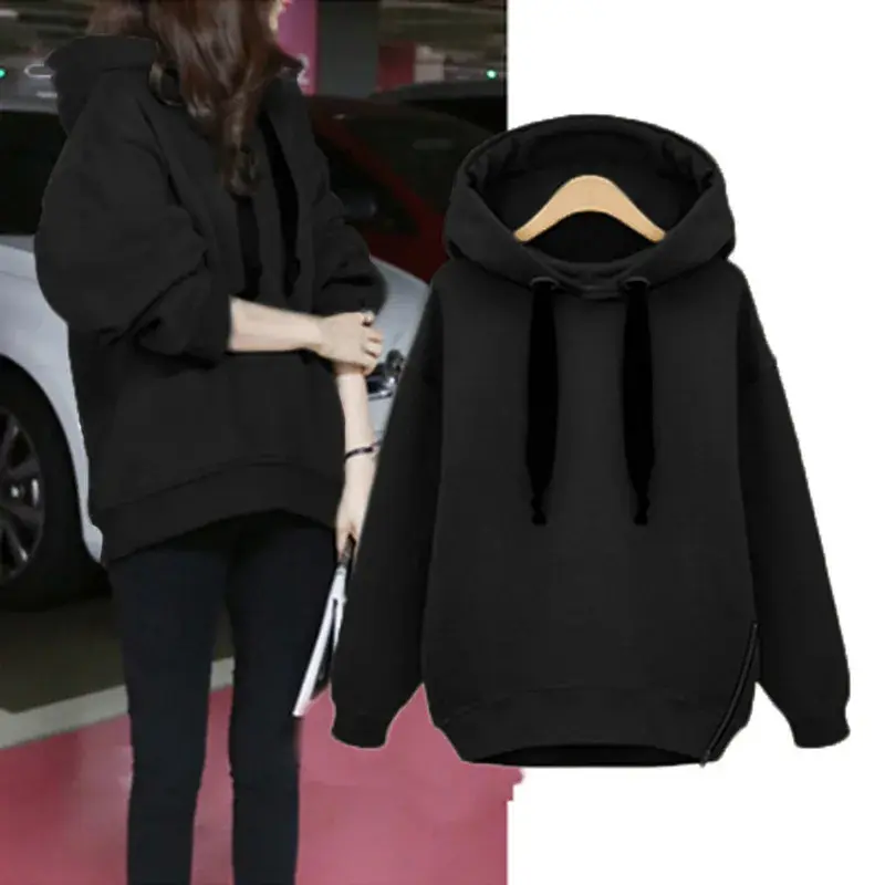 2020 Autumn/Winter New Style Korean Women's Fleece-Lined Hooded Loose Fit Fashion Long Sleeve Sweatshirt Jacket Slimming Trendy