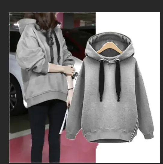 2020 Autumn/Winter New Style Korean Women's Fleece-Lined Hooded Loose Fit Fashion Long Sleeve Sweatshirt Jacket Slimming Trendy