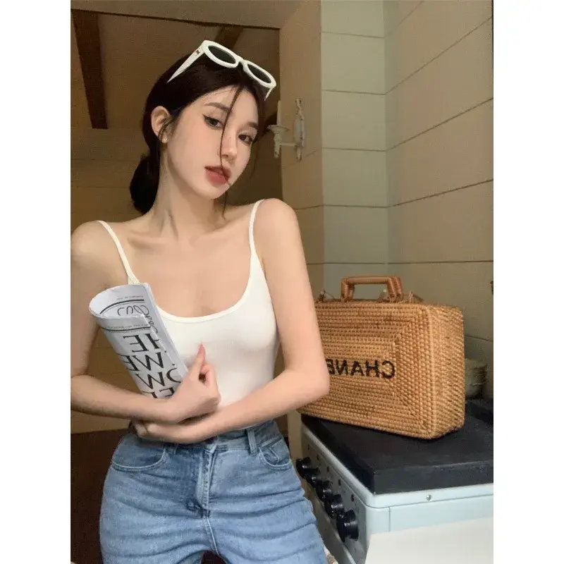 American Style Slim Fit Backless One Piece Strap Vest Real Price Real Shot Women's Fashion Summer Tank Top Back Exposure