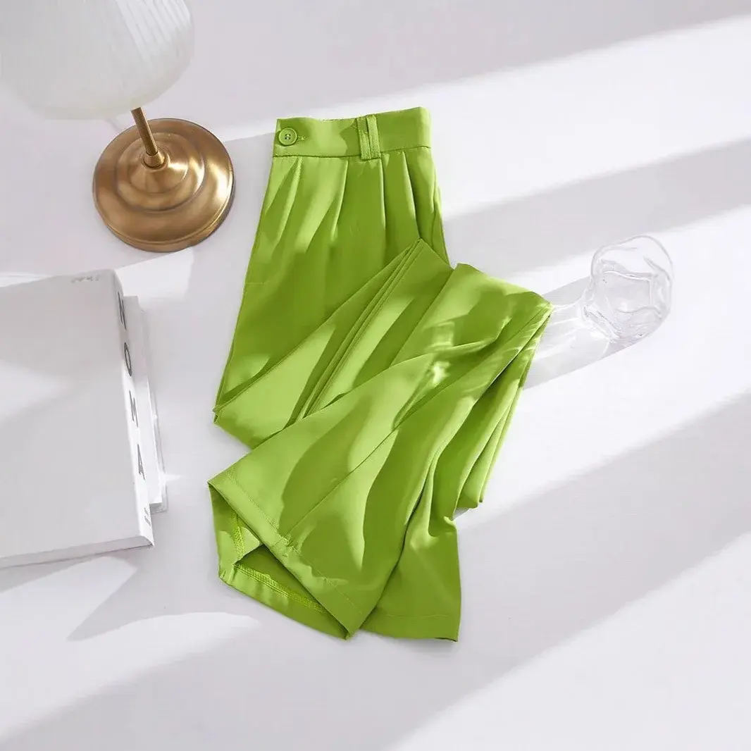 Fashionable High Waist Wide Leg Pants Women's Summer Thin Drapey Loose Straight Casual Style Suit Trousers plus Size