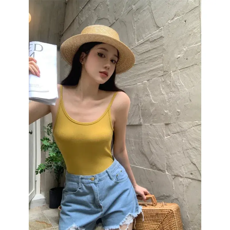 American Style Slim Fit Backless One Piece Strap Vest Real Price Real Shot Women's Fashion Summer Tank Top Back Exposure