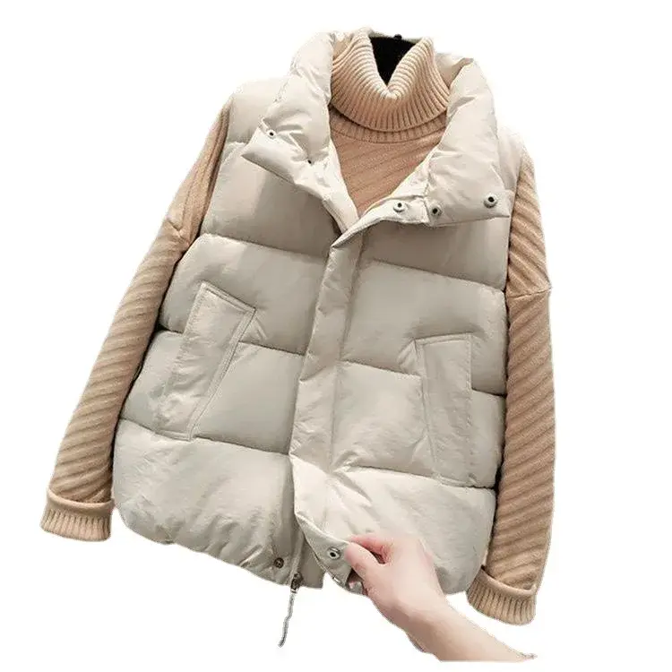 Women's Short Puffer Vest Autumn Winter New Style Warm Cotton Jacket Slimming Outerwear Fashionable Chinese Brand AE Stock