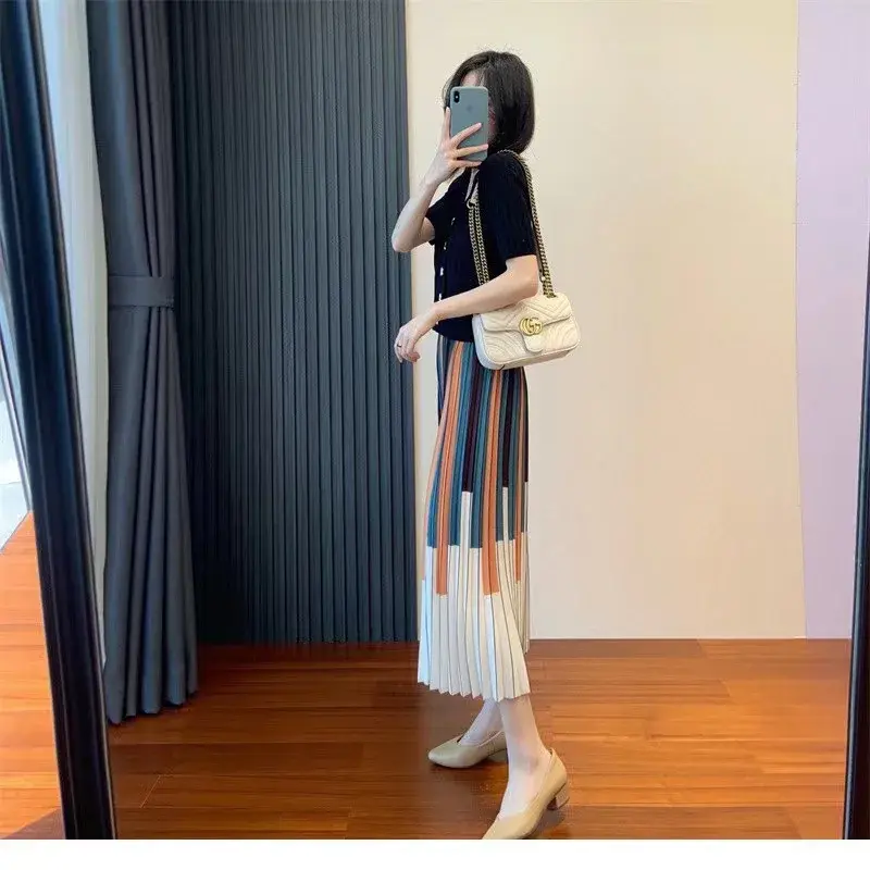 French Style Slim Fit V-Neck Short Sleeve Knitted Open Cardigan Women's Top Star Buckle Elastic Band Princess Sleeve Shirt