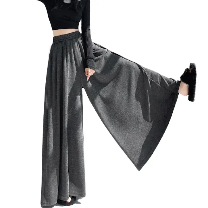 3D Waist Grey Bell Bottoms Casual Style Women's Trousers Autumn/Winter 2024 New Arrival Idle Fashion Loose Fit Long Pants