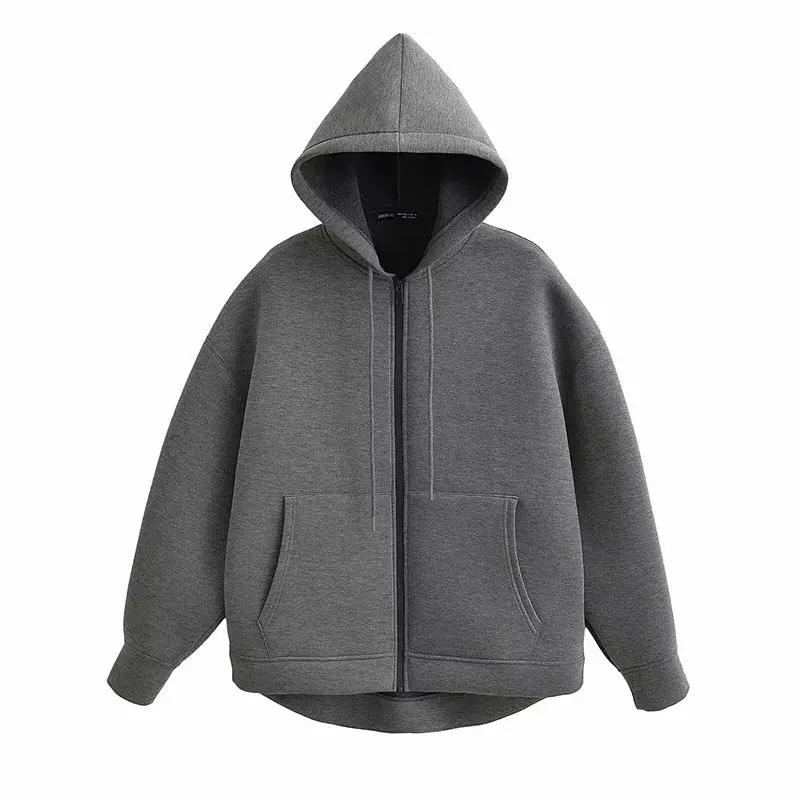 Retro Zipper Hoodie Long Sleeve Women's Winter Thickened Street Style Jacket Fashionable Sportswear Female Outerwear