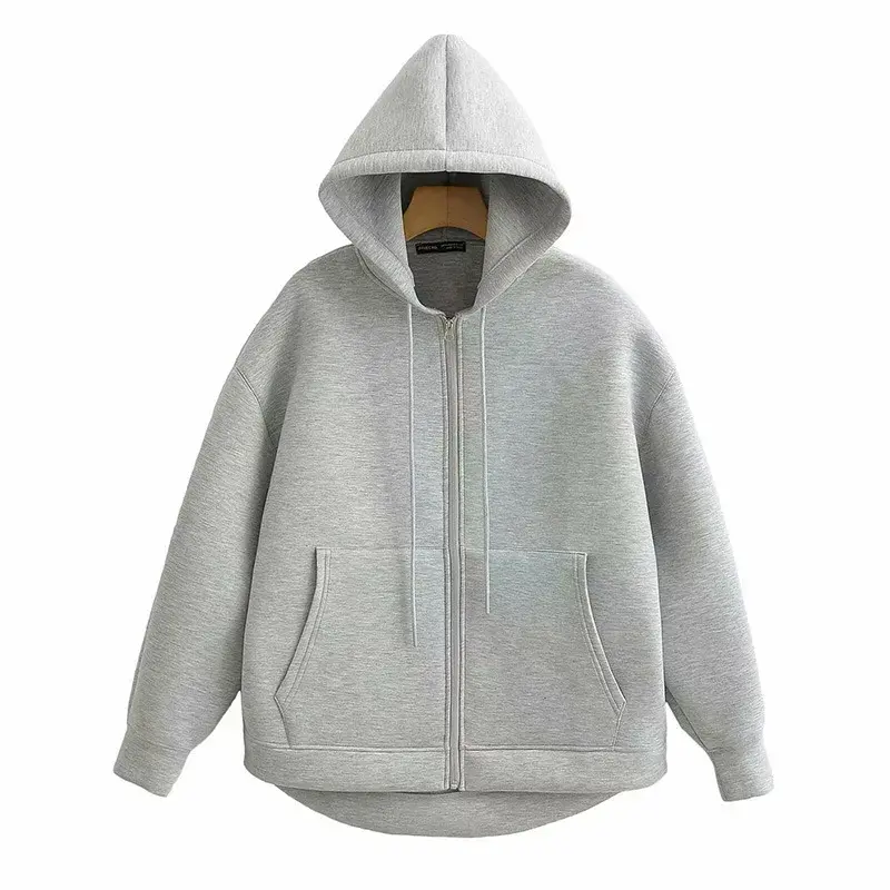 Retro Zipper Hoodie Long Sleeve Women's Winter Thickened Street Style Jacket Fashionable Sportswear Female Outerwear