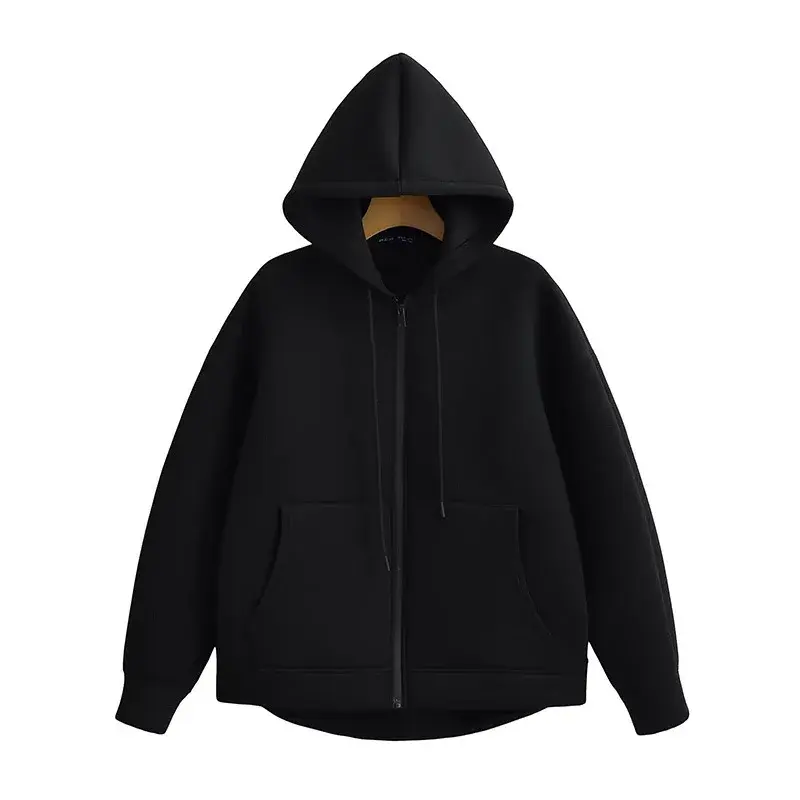 Retro Zipper Hoodie Long Sleeve Women's Winter Thickened Street Style Jacket Fashionable Sportswear Female Outerwear
