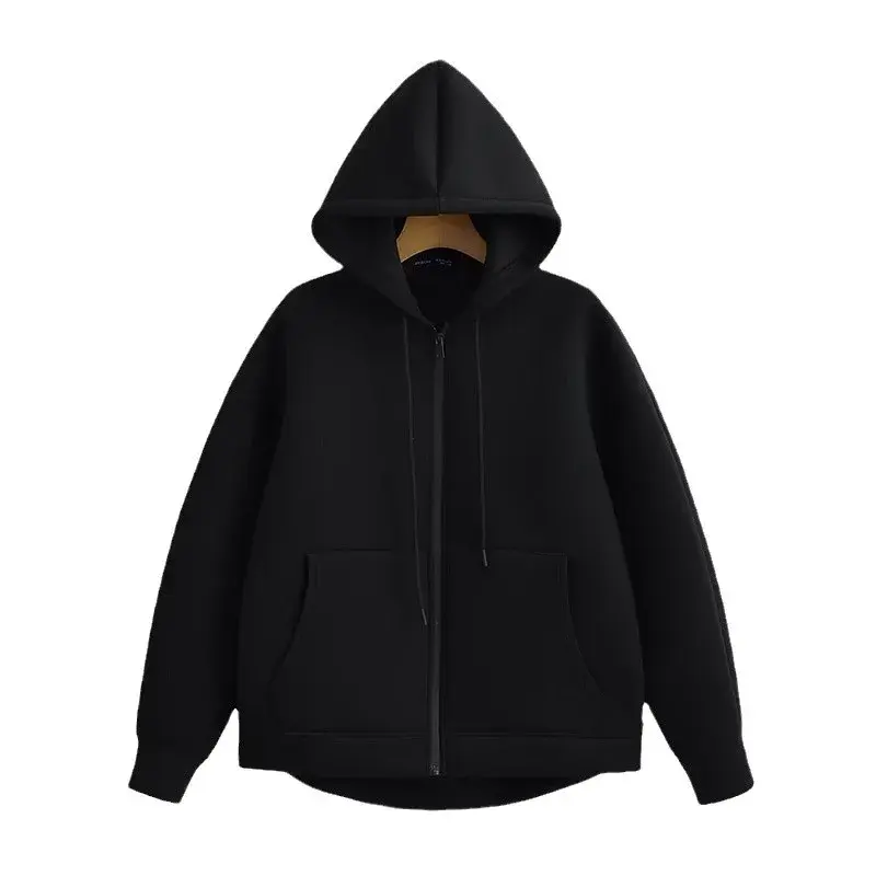 Retro Zipper Hoodie Long Sleeve Women's Winter Thickened Street Style Jacket Fashionable Sportswear Female Outerwear