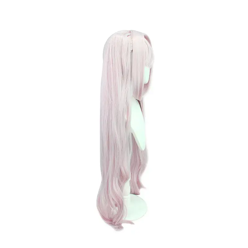 Nikke Winning Women's Alice Cosplay Wig Light Pink Tigre Mouth Clip Double Tail Wig Anime True Show Mechanism Hair Suit