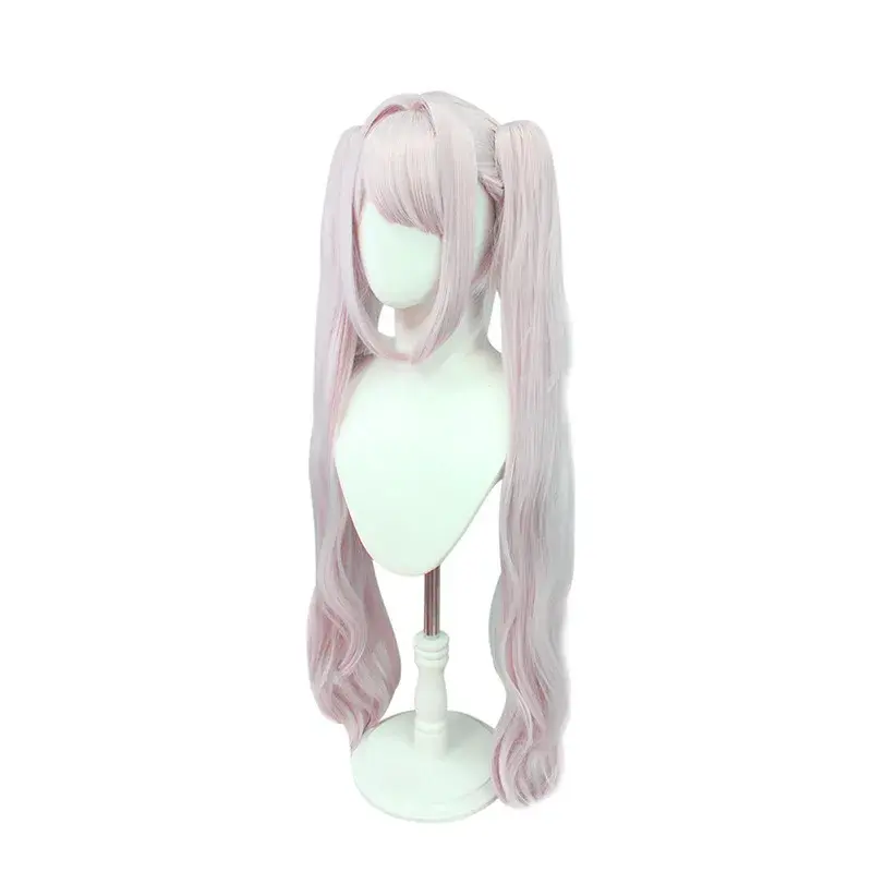 Nikke Winning Women's Alice Cosplay Wig Light Pink Tigre Mouth Clip Double Tail Wig Anime True Show Mechanism Hair Suit