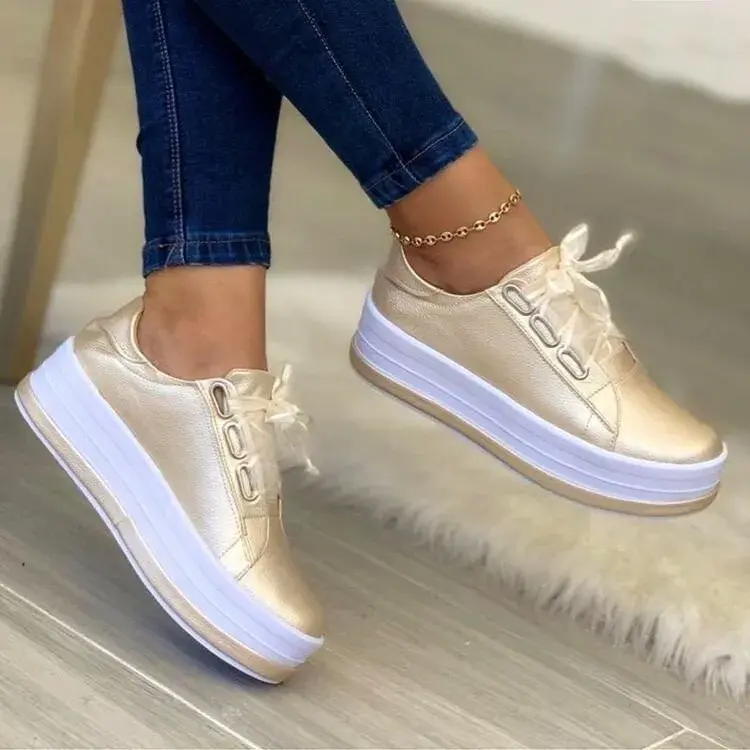 Plus Size Casual Sticky Shoes Women's Single Shoe European And American New Style Round Head Thick Bottom Solid Color Shoes