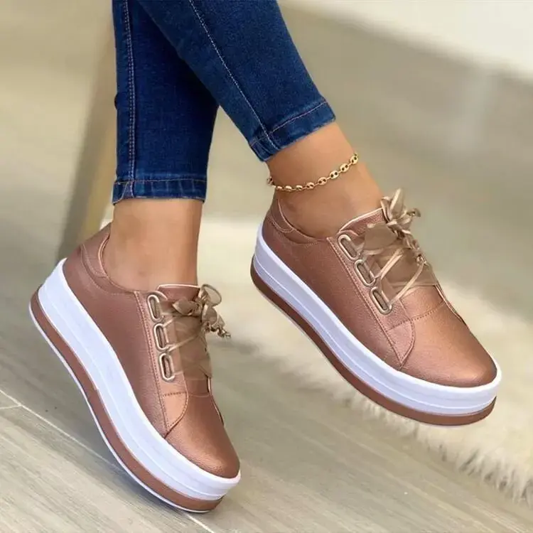 Plus Size Casual Sticky Shoes Women's Single Shoe European And American New Style Round Head Thick Bottom Solid Color Shoes