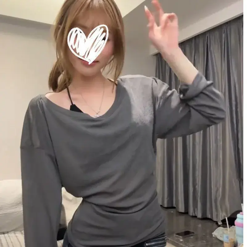 Summer New Style Women's Bandage Top Thin Design Sensation Micro Translucent Grey Sun Protection Wrap Shirt Spring Summer