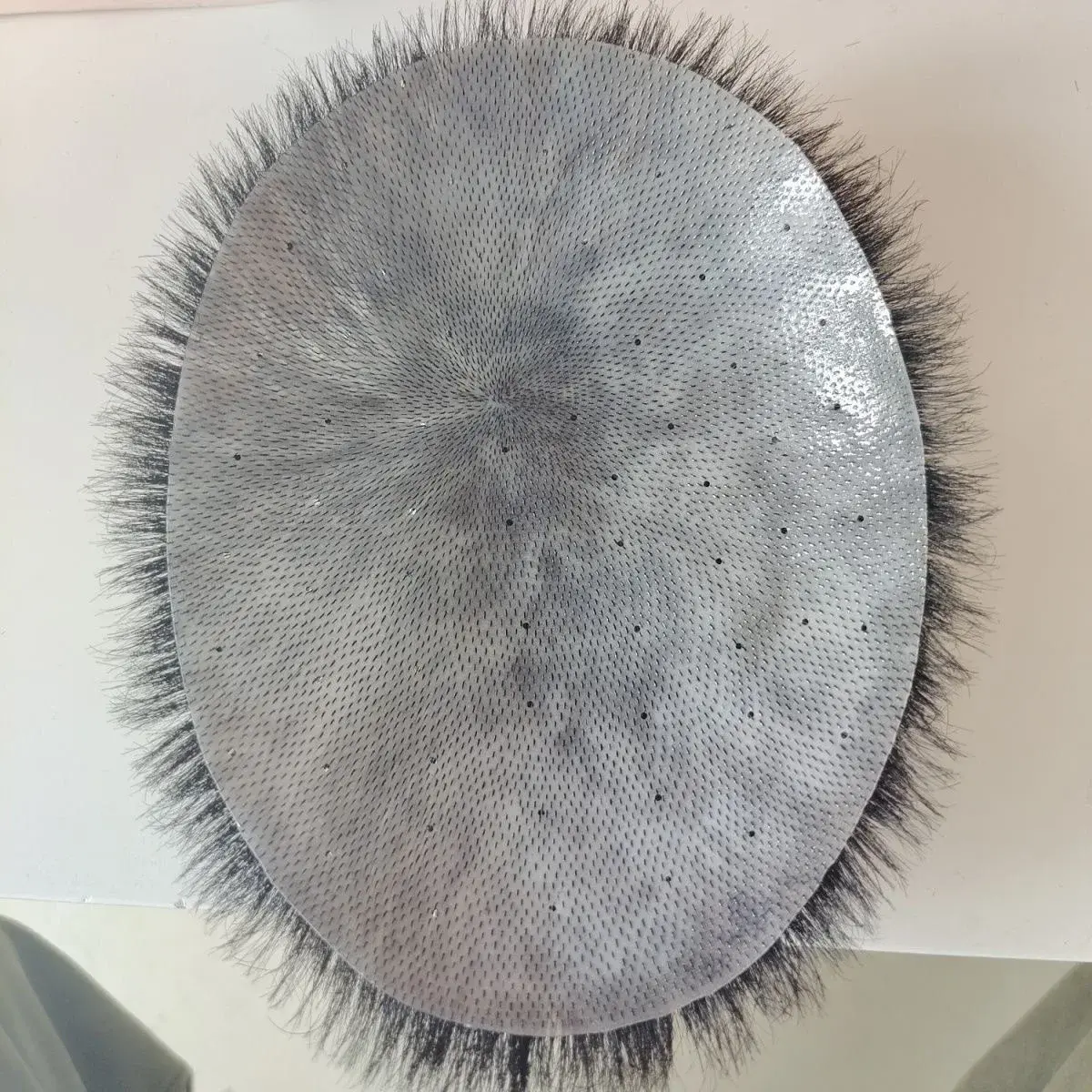 Men's Short Hair Wig Piece Real Hair Top Block Bald Head Fake Hair Piece Asian Fiber Hair Block for Hair Extension