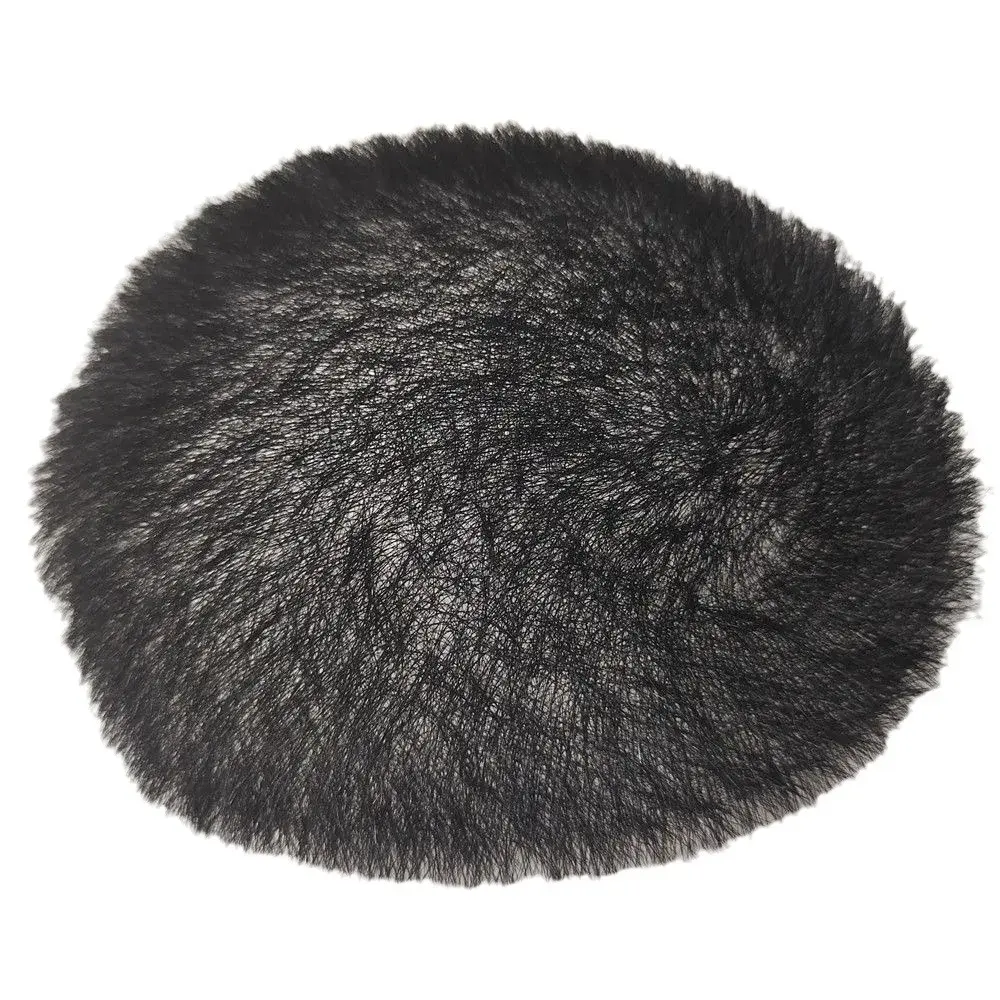 Men's Short Hair Wig Piece Real Hair Top Block Bald Head Fake Hair Piece Asian Fiber Hair Block for Hair Extension
