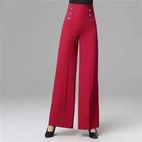 High-Waisted Latin Dance Trousers Bell Bottoms 2025 New Cross-Border Style Women's Clothing Slimming Versatile Straight-Leg Danc