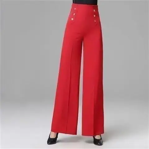 High-Waisted Latin Dance Trousers Bell Bottoms 2025 New Cross-Border Style Women's Clothing Slimming Versatile Straight-Leg Danc