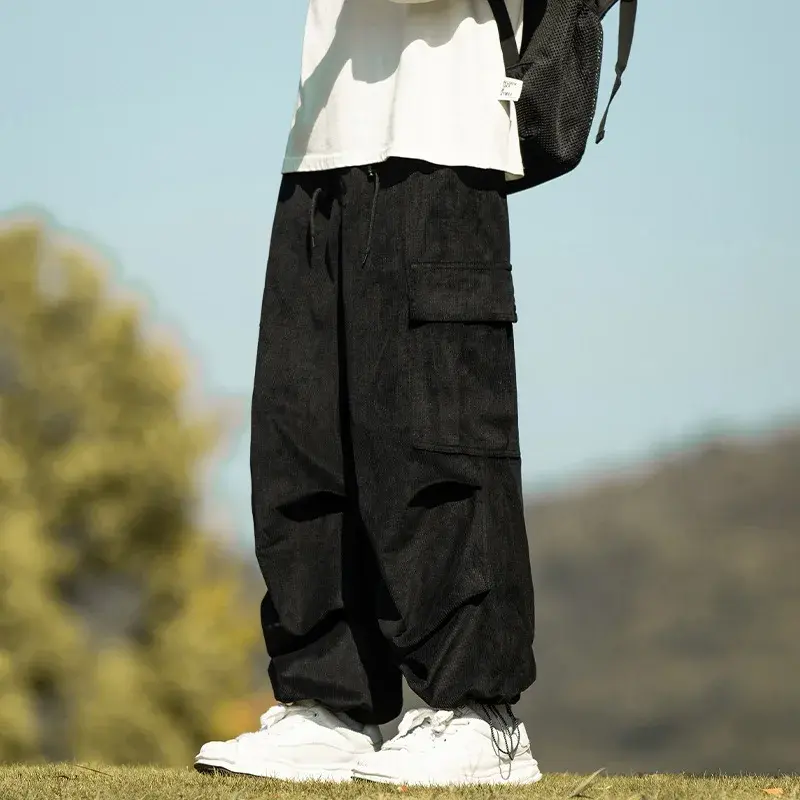 Corduroy Men's Straight-leg Wide-leg Casual Pants Autumn/winter Military Greencargo Pants Trendy Brand Couple's