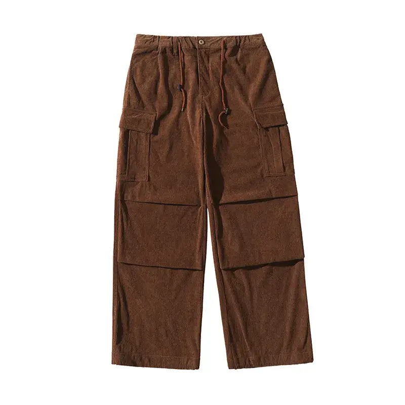 Corduroy Men's Straight-leg Wide-leg Casual Pants Autumn/winter Military Greencargo Pants Trendy Brand Couple's