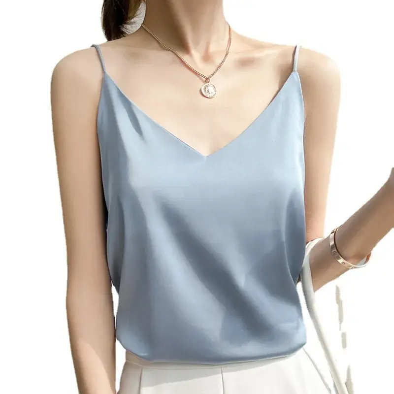 Acetate Satin Sleeveless Vest Women's Suit Inner Wear Spring Summer Large Size Design Sense Base Shirt Backless Top