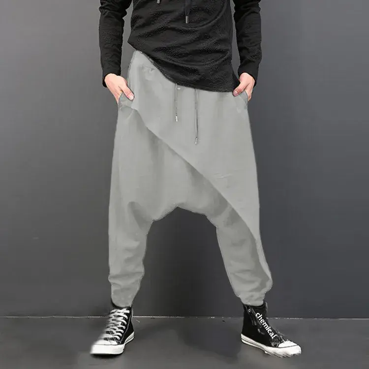 Casual Men's Pants Loose Fit Harajuku Style Spring Season Cross-border Stocking Slimming Harem Pants Suspenders